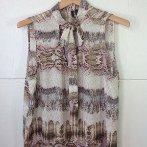 Animal Print Blouse New Directions  Bow Tie Top